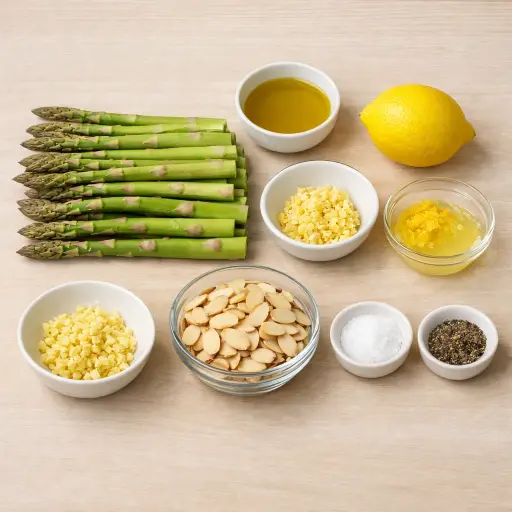 Ingredients for Lemon Garlic Asparagus with Toasted Almonds