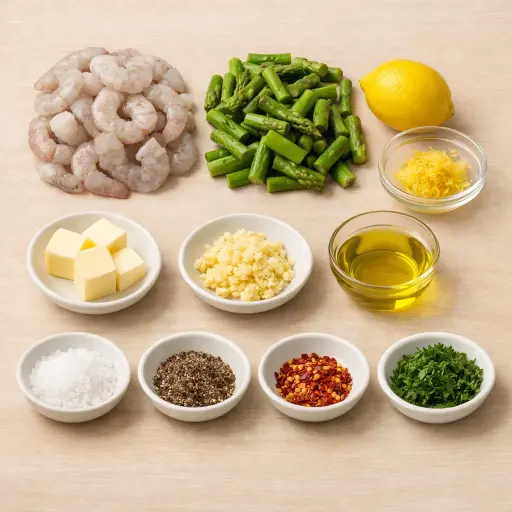 Ingredients for Lemon Garlic Butter Shrimp with Asparagus