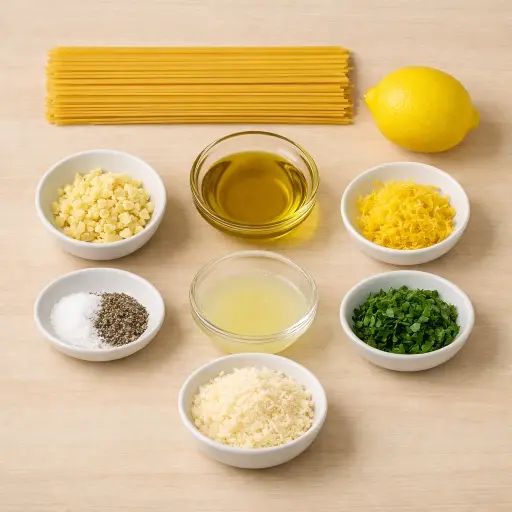Ingredients for Lemon Garlic Pasta