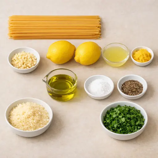 Ingredients for Lemon Garlic Spaghetti