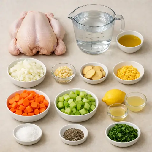 Ingredients for Lemon Ginger Chicken Soup
