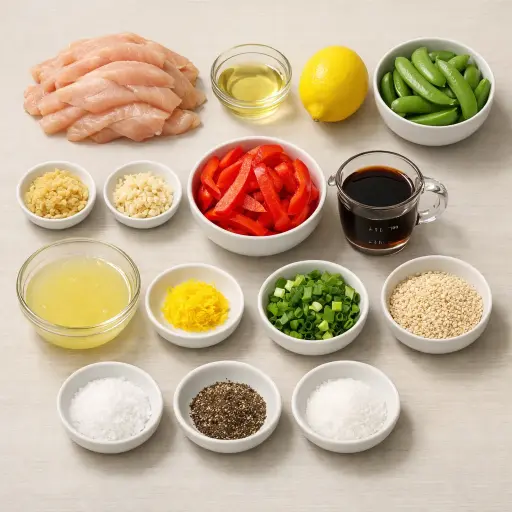 Ingredients for Lemon Ginger Chicken Stir Fry