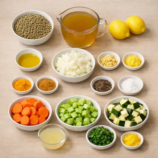 Ingredients for Lemon-Ginger Lentil Soup