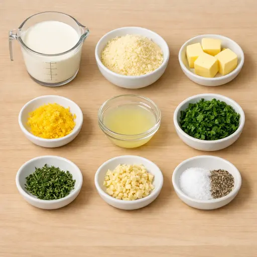 Ingredients for Lemon Herb Alfredo Sauce