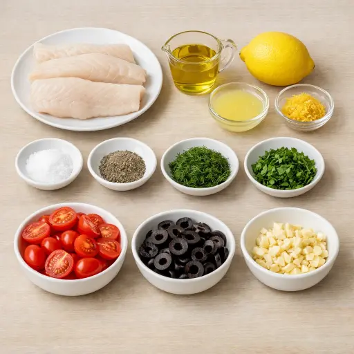 Ingredients for Lemon Herb Baked Cod