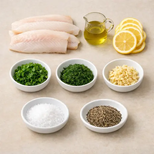 Ingredients for Lemon Herb Baked Haddock
