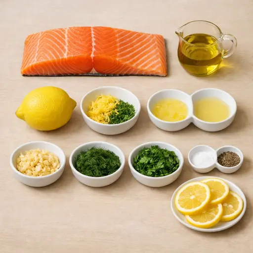 Ingredients for Lemon Herb Baked Salmon