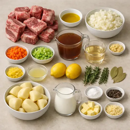 Ingredients for Lemon Herb Braised Short Ribs with Garlic Mashed Potatoes