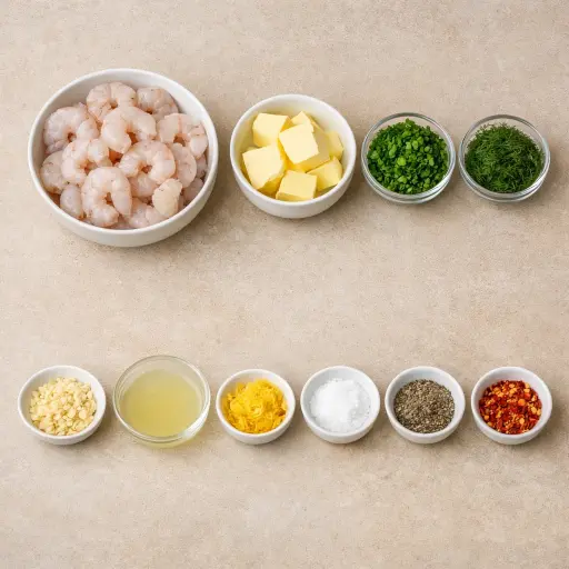 Ingredients for Lemon Herb Butter Shrimp
