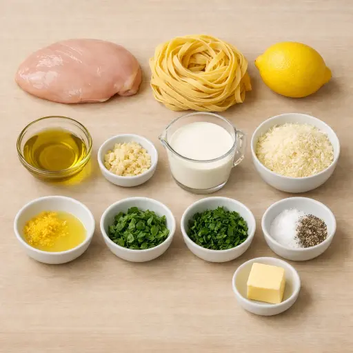 Ingredients for Lemon Herb Chicken Alfredo