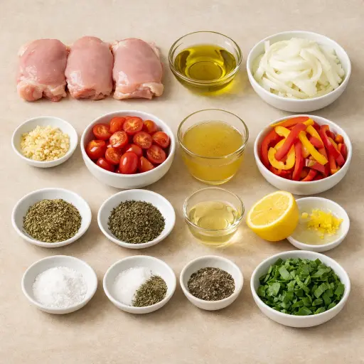 Ingredients for Lemon Herb Chicken Cacciatore