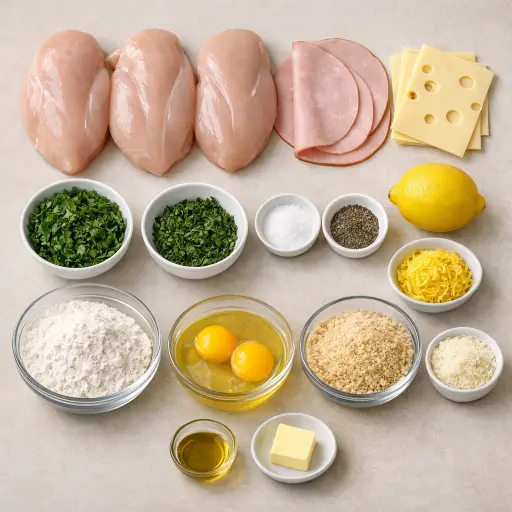 Ingredients for Lemon Herb Chicken Cordon Bleu