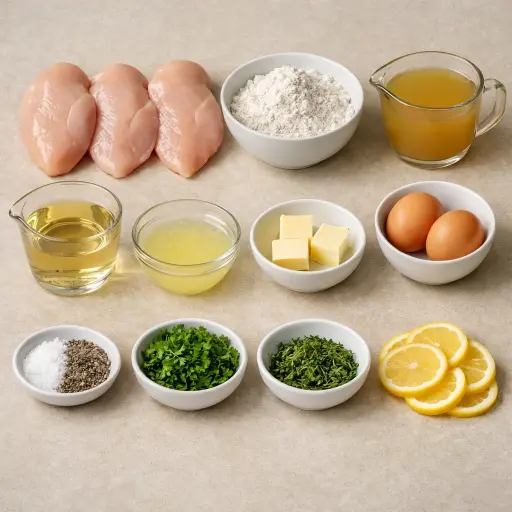 Ingredients for Lemon Herb Chicken Francese
