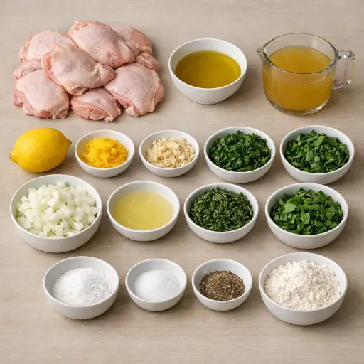 Ingredients for Lemon Herb Chicken Fricassee