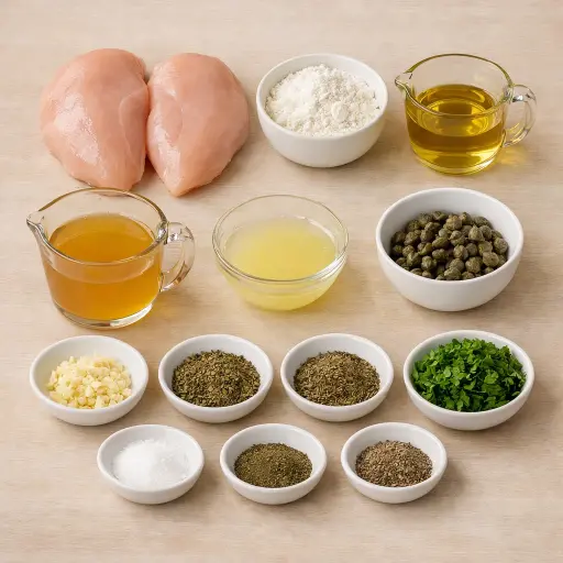 Ingredients for Lemon Herb Chicken Marsala