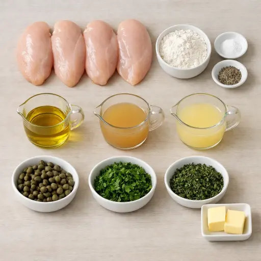Ingredients for Lemon Herb Chicken Piccata