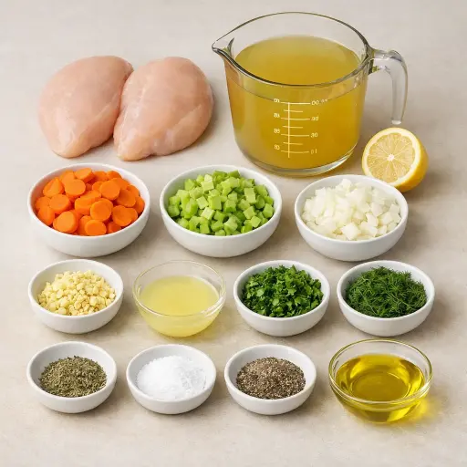 Ingredients for Lemon Herb Chicken Soup