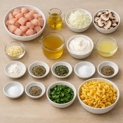 Ingredients for Lemon Herb Chicken Stroganoff
