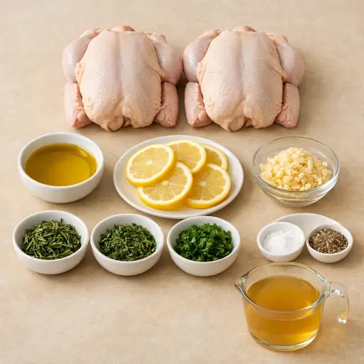 Ingredients for Lemon Herb Cornish Hen Delight