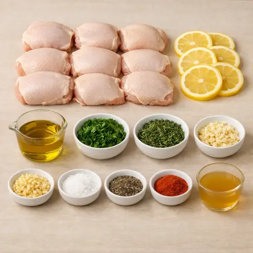 Ingredients for Lemon Herb Crockpot Chicken Thighs