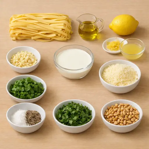 Ingredients for Lemon Herb Fettuccine Alfredo