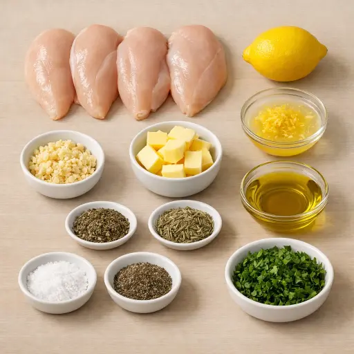 Ingredients for Lemon Herb Garlic Butter Chicken