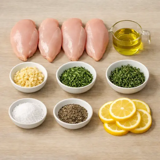 Ingredients for Lemon Herb Garlic Chicken