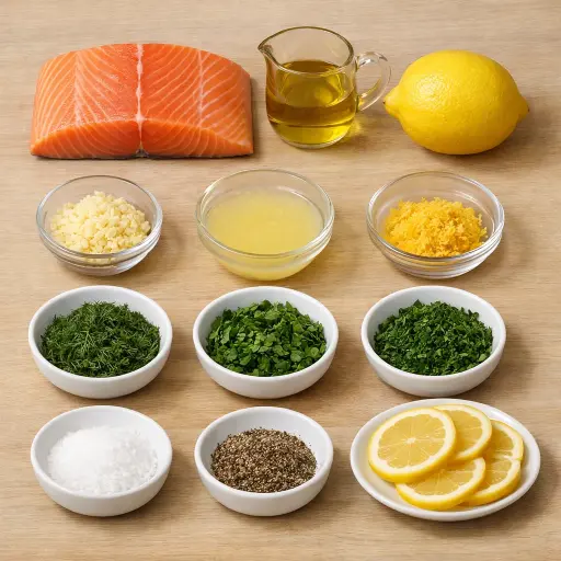 Ingredients for Lemon Herb Garlic Salmon