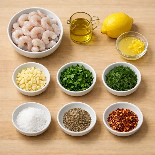 Ingredients for Lemon Herb Garlic Shrimp
