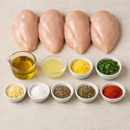 Ingredients for Lemon Herb Grilled Chicken Breast