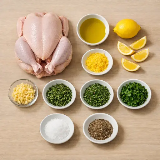 Ingredients for Lemon Herb Infused Roast Chicken