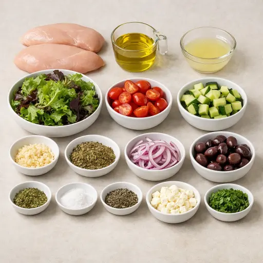 Ingredients for Lemon Herb Mediterranean Chicken Salad