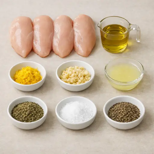 Ingredients for Lemon Herb Oven Baked Chicken