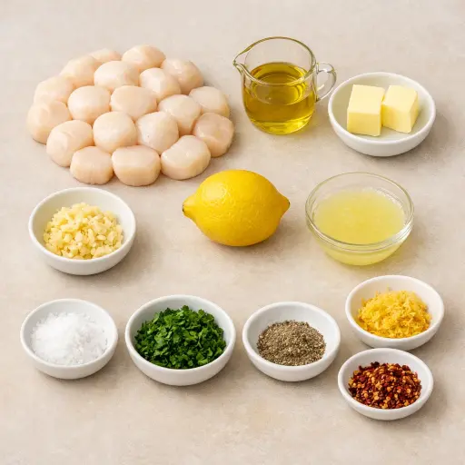 Ingredients for Lemon Herb Pan Fried Scallops
