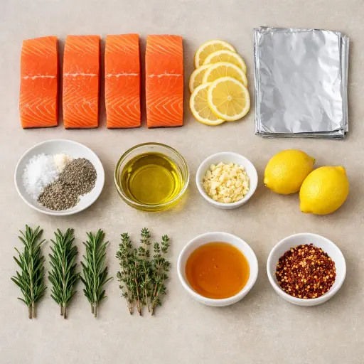 Ingredients for Lemon Herb Salmon Baked in Foil