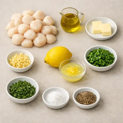 Ingredients for Lemon Herb Scallops with Garlic Butter