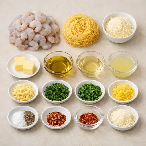 Ingredients for Lemon Herb Shrimp Scampi