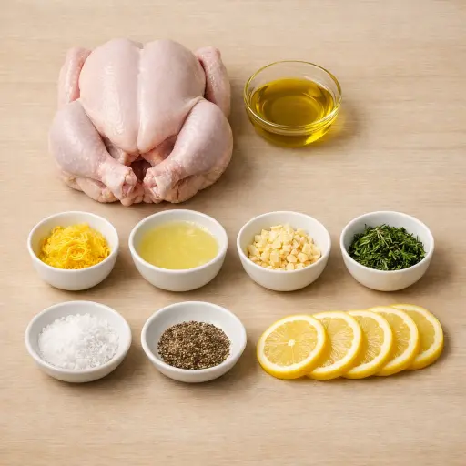 Ingredients for Lemon Herb Spatchcock Chicken