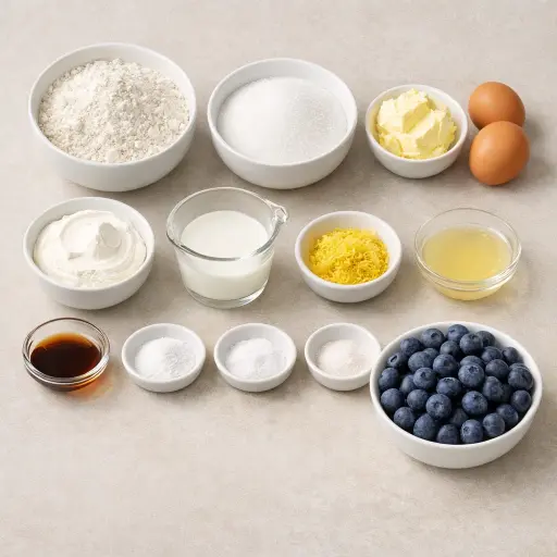 Ingredients for Lemon-Infused Blueberry Bread