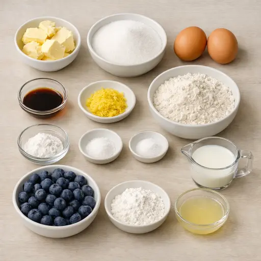 Ingredients for Lemon-Infused Blueberry Cake