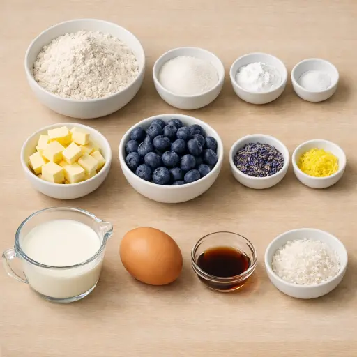 Ingredients for Lemon-Lavender Blueberry Scones