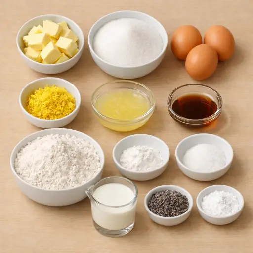 Ingredients for Lemon Lavender Delight Cake