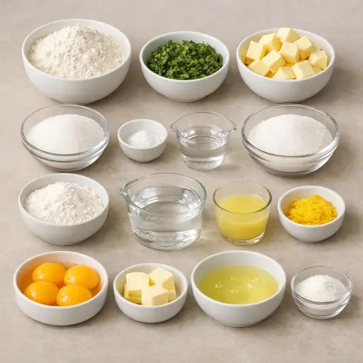 Ingredients for Lemon Meringue Tart with Basil Crust