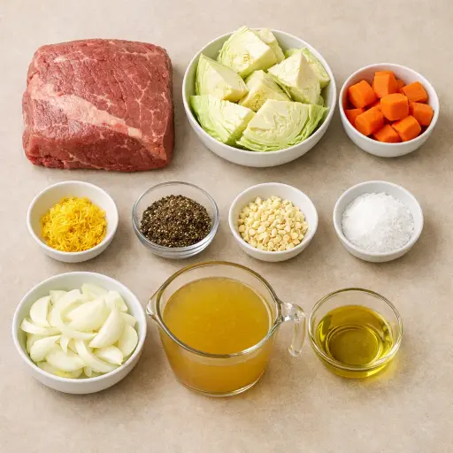 Ingredients for Lemon Pepper Corned Beef and Cabbage