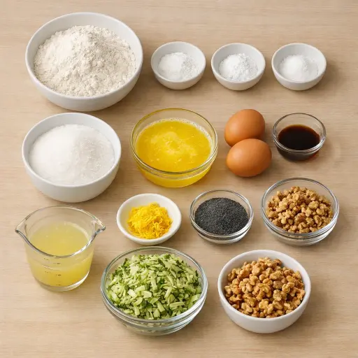 Ingredients for Lemon Poppy Seed Zucchini Bread