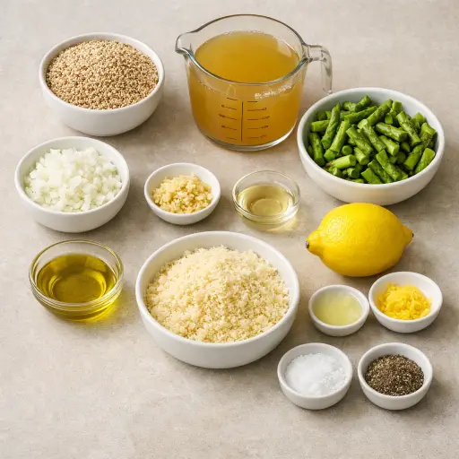 Ingredients for Lemon Quinoa Risotto with Asparagus