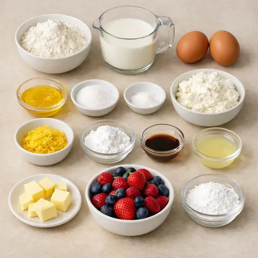 Ingredients for Lemon Ricotta Crepes