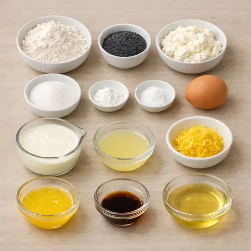 Ingredients for Lemon Ricotta Poppy Seed Pancakes