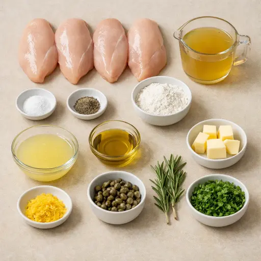 Ingredients for Lemon Rosemary Chicken Piccata