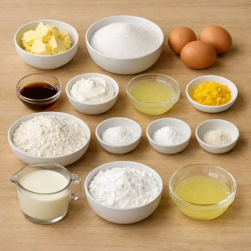 Ingredients for Lemon Sour Cream Cake
